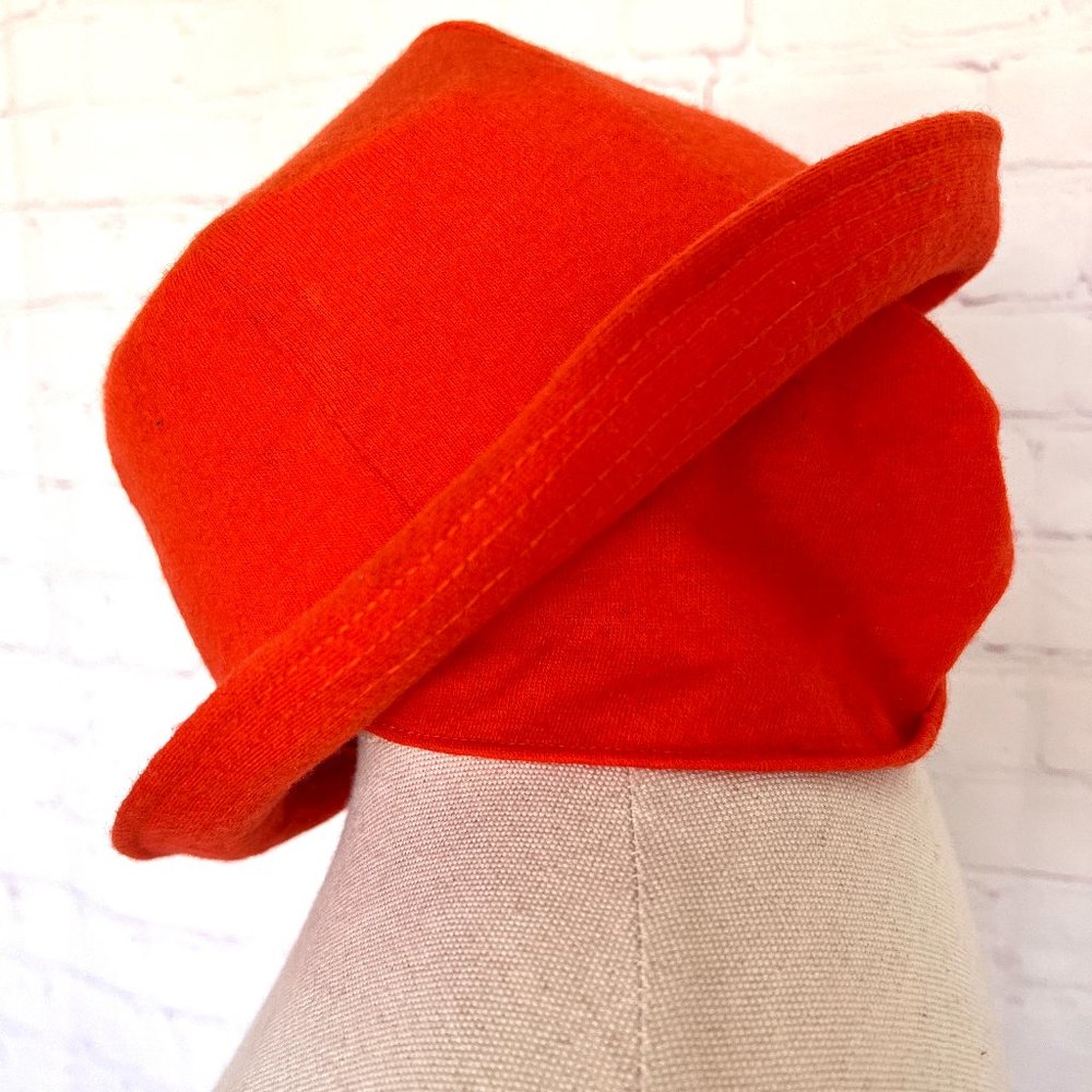 70's Bright Orange Wool Hat - Happy Cappers Los Angeles, Calif